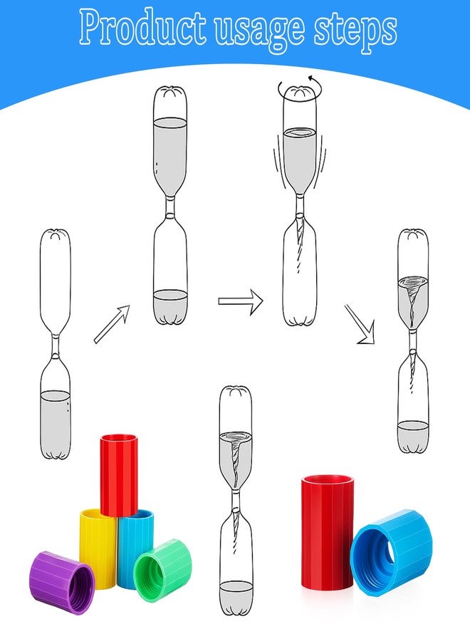 GlikCeil 100 Pcs Tornadoes in a Bottle Tornado Bottle Connectors Cyclone Plastic Tube Vortex Connector for Demonstration Teaching Scientific Experiment Test DIY, 5 Colors - Image 5